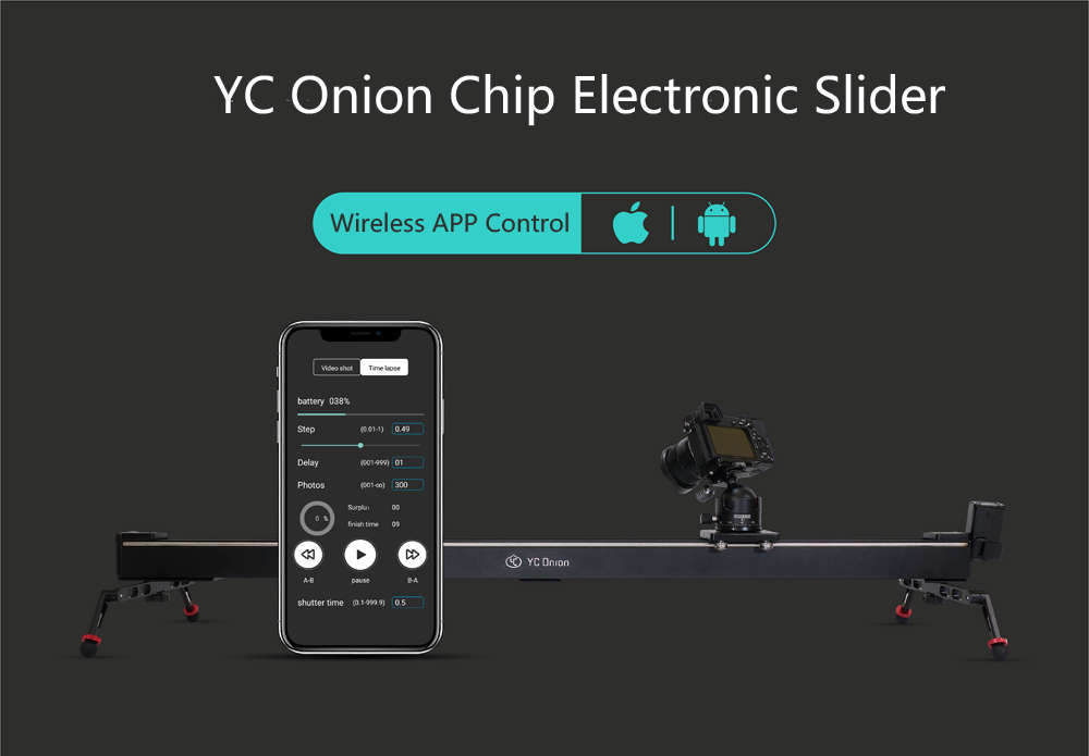 YC Onion Chips 1M Aluminum Motorized Bluetooth APP Control Slider Dolly Stabilizer - 0.10kg