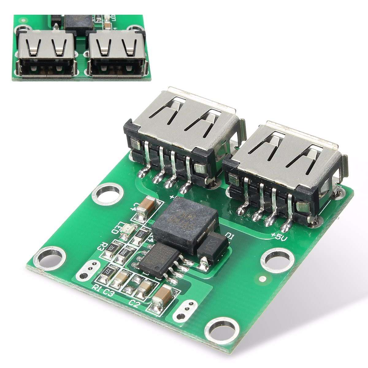 Dual USB Output 6-24V To 5.2V 3A DC-DC Step Down Power Charger Module Converte