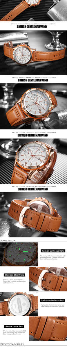 OCHSTIN GQ068A Multi-function Chronograph Men Wrist Watch Business Style Quartz Watches - 0.09kg