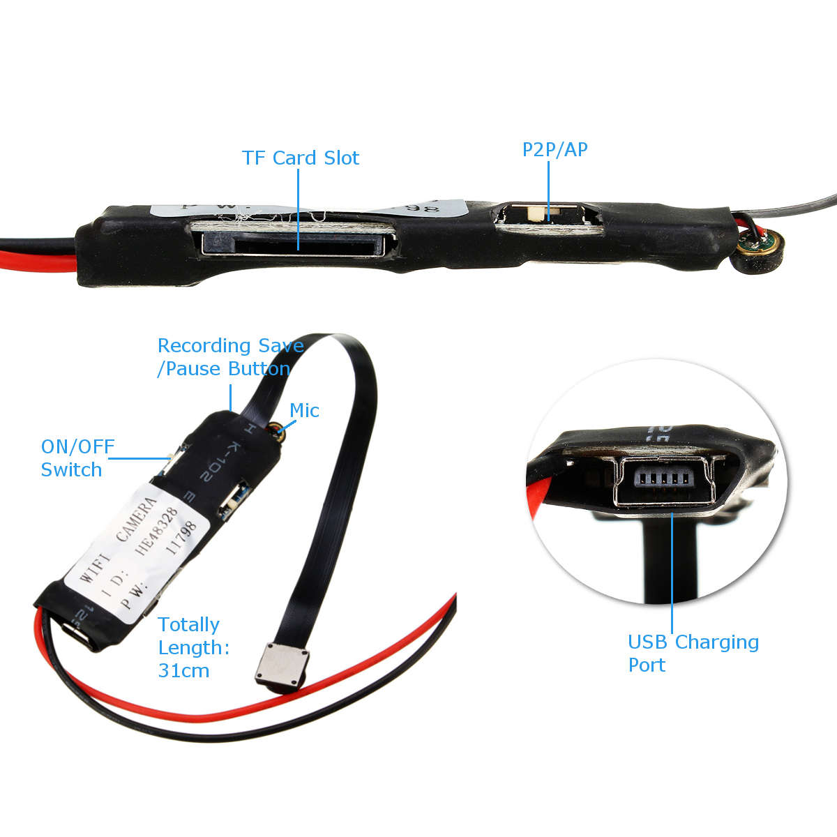 Mini Wireless WiFi IP Hidden Camera DIY Module P2P Network Camera for iOS Android