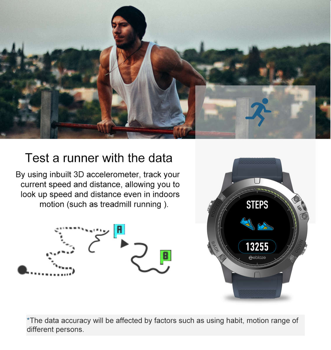 Zeblaze VIBE 3 HR Rugged Inside Out HR Monitor 3D UI All-day Activity Record 1.22' IPS Smart Watch