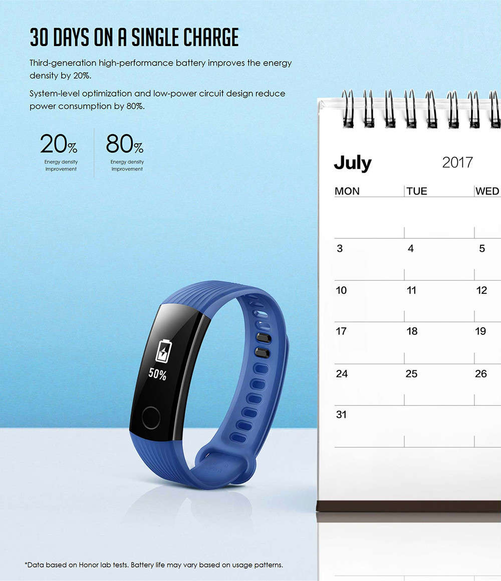 Huawei Honor Band 3 Real-time HR Monitor 5ATM Waterproof 30 Days Standby Fitness Smart Watch Band -