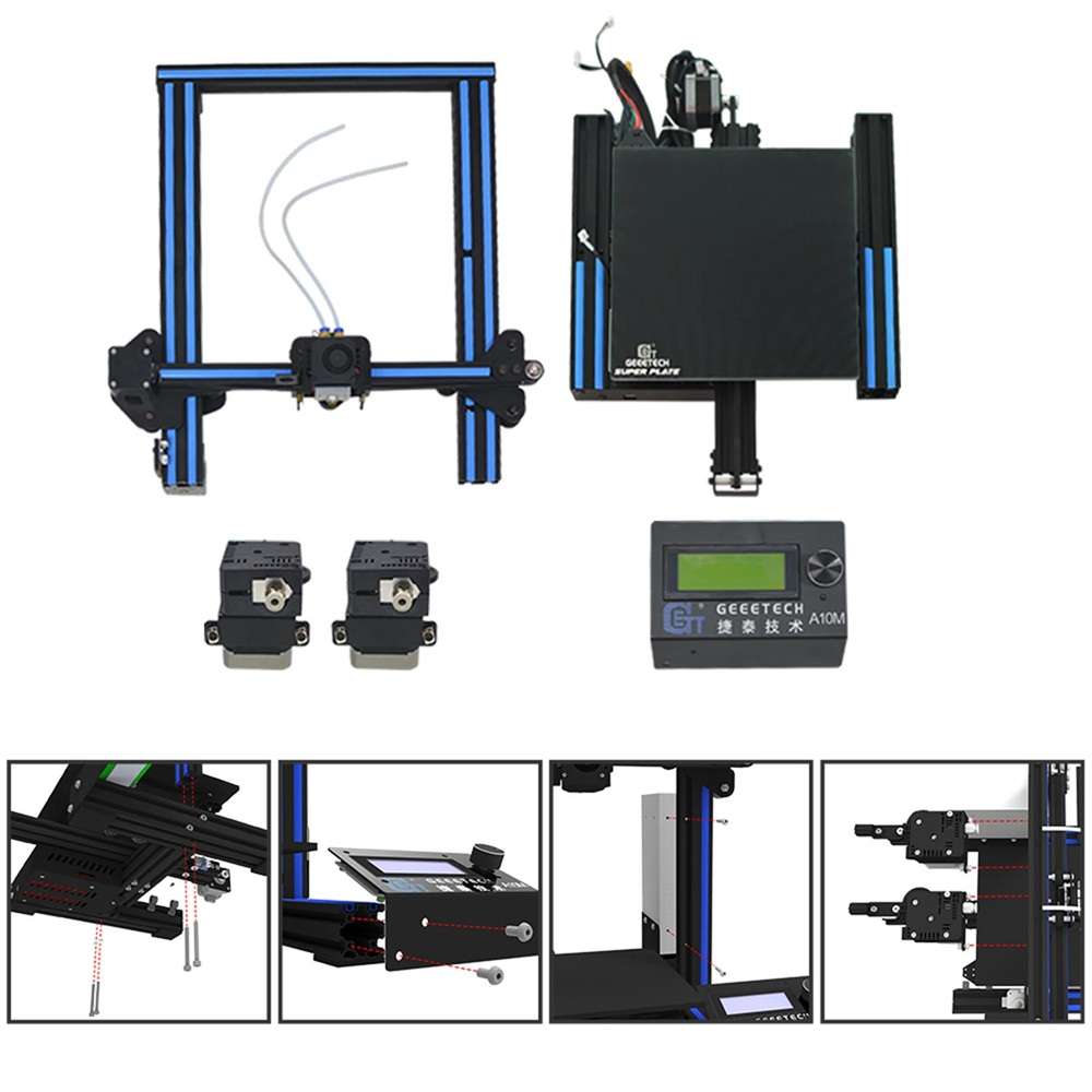 Geeetech A10M Mix-color Prusa I3 3D Printer 220*220*260mm Printing Size