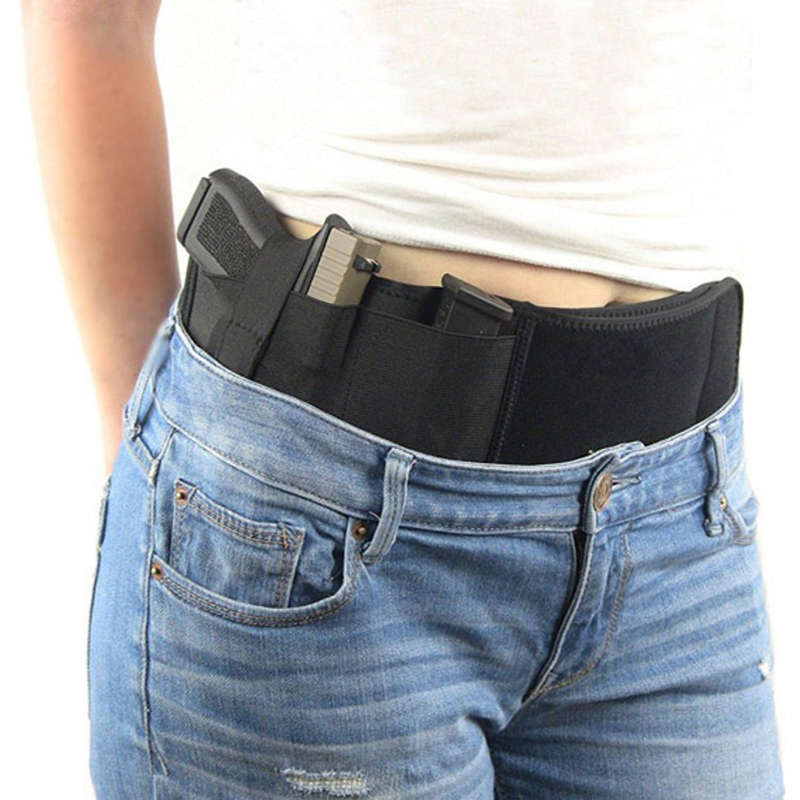 Concealed Carry Right Hand Waist Belly Band Elastic Holster Gun Holsters Magazine Pouches For Men W