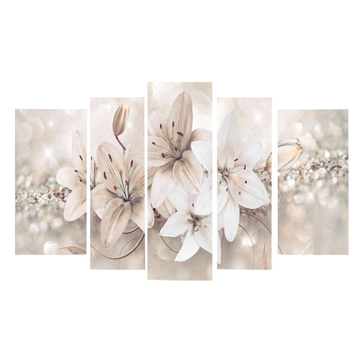 5 Panels Love Flowers Decorations Wall Art Print Pictures Canvas Wall Paintings Unframed For Home