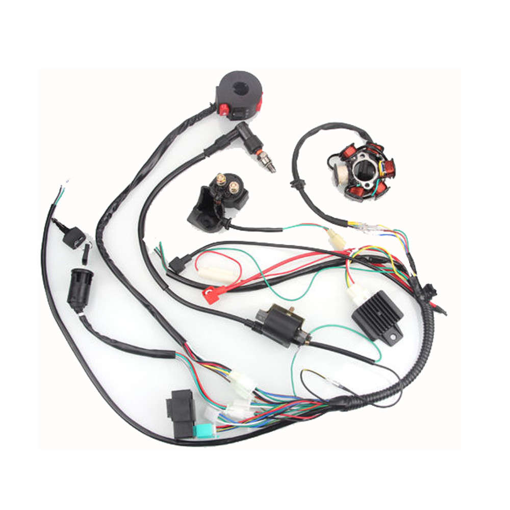 50CC-125CC Mini ATV Complete Wiring Harness CDI STATOR 6 Coil Pole Ignition Electric