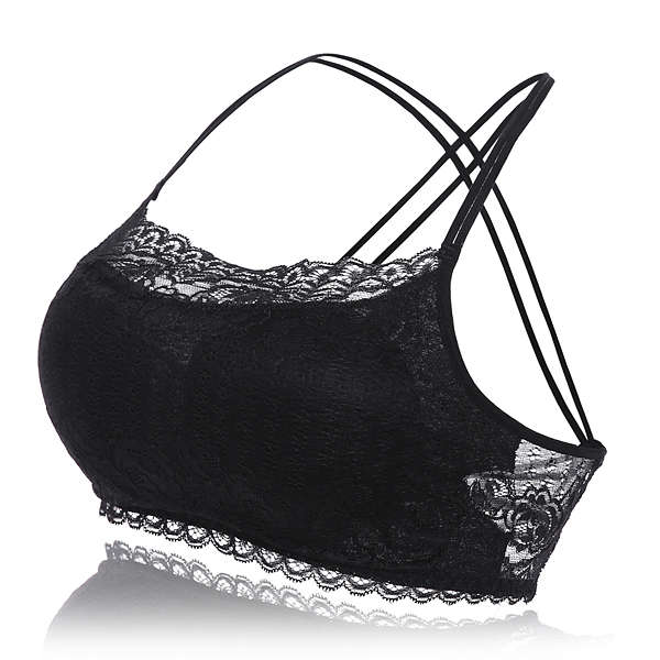 Wireless Halter Wrapped Chest Thin Bra (COLOR: BLACK)