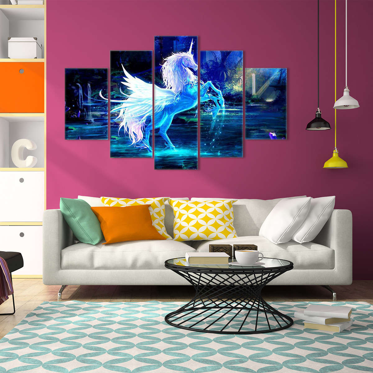 5Pcs Unicorn Abstract Flowers Canvas Print Painting Picture Wall Art Home Decor Paper Art