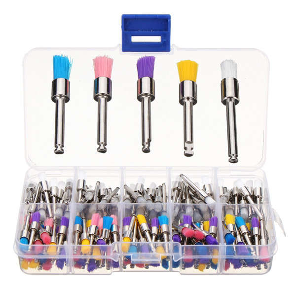 200pcs Nylon Latch Flat Head Polishing Brushes Set White and Colorful Cleaning Brushes Kit