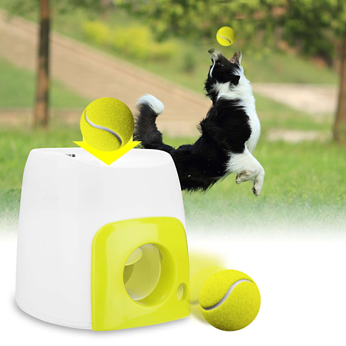 Automatic Pet Dog Launcher Tennis Ball Toys Fetch Thrower Throw Up Hyper Game Outdoor Toys