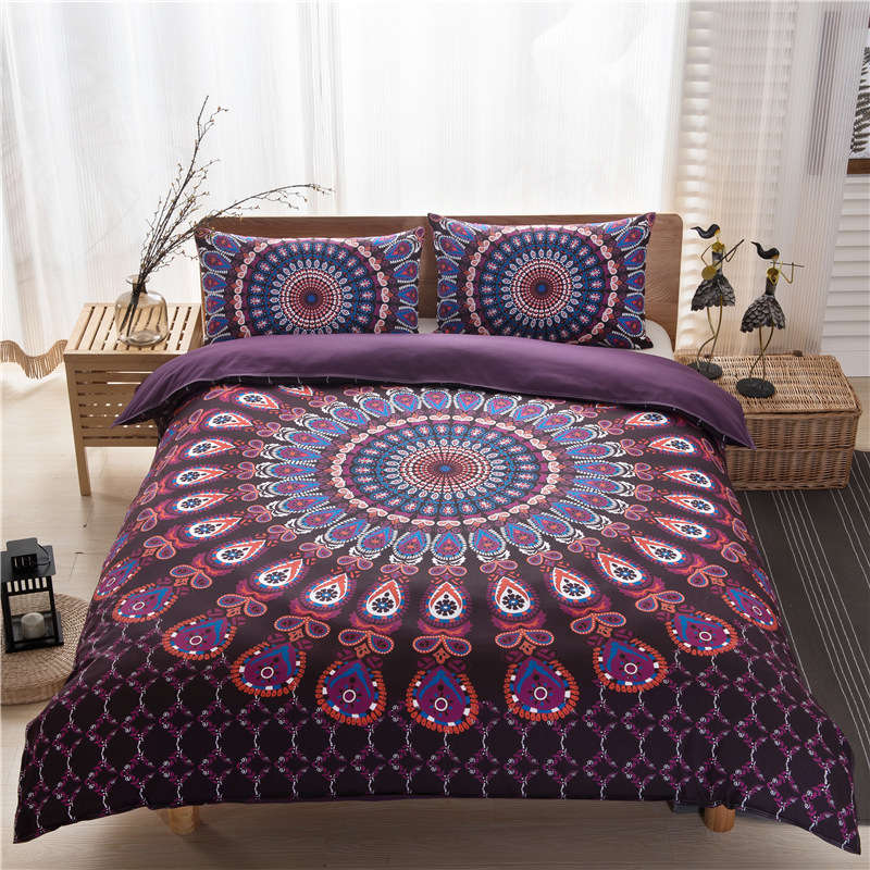 3pcs Bed Set Home Mandala Bedding Set Queen Sheets Soft Twill Bohe... (MODEL: 4 | SIZE: 230CMX260CM)