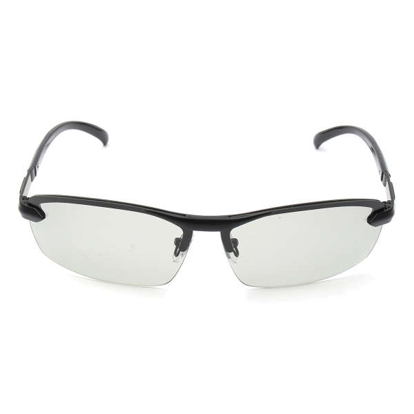 UV400 Polarized Photochromic Sunglasses Men's Driving Transition Lens Grey Black