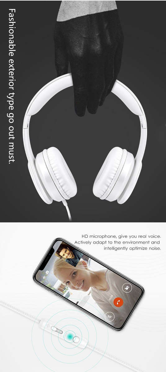 Picun Wired Headphone 3.5mm Stereo HIFI Noise Cancelling Gaming Handsfree Headset Earphone With Mic