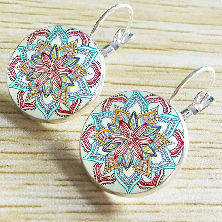 an Vintage Ear Drop Copper Colorful Flower Earrings