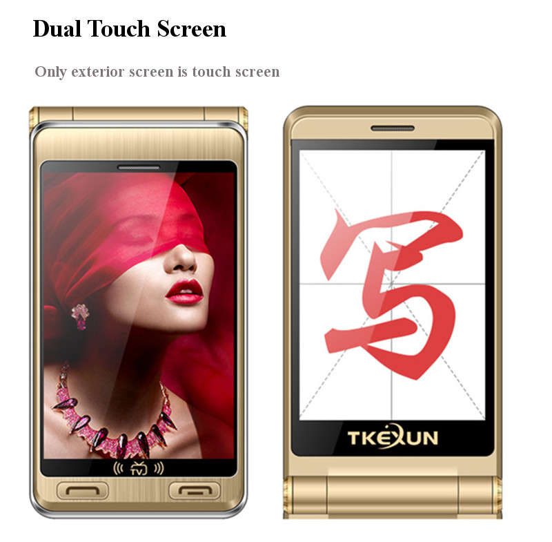 TKEXUN G10+ Flip Analog TV 6500mAh 4.0 Inch Dual Touch Screen Dual Flashlight Dual SIM Feature