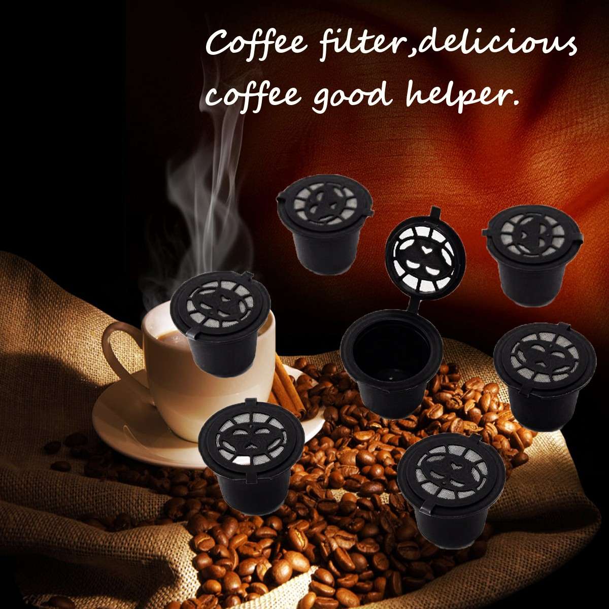 8Pcs Set Refillable Reusable Coffee Capsules Pod Reusable Refilling Filter for Nespresso Machine
