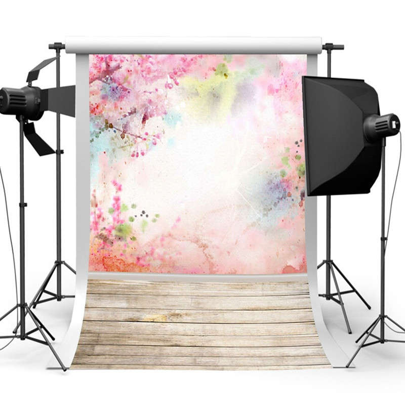 3x5ft Vinyl Retro Wood Wall Pink Sakura Photography Background Studio Photo Prop Backdrop - 0.14kg