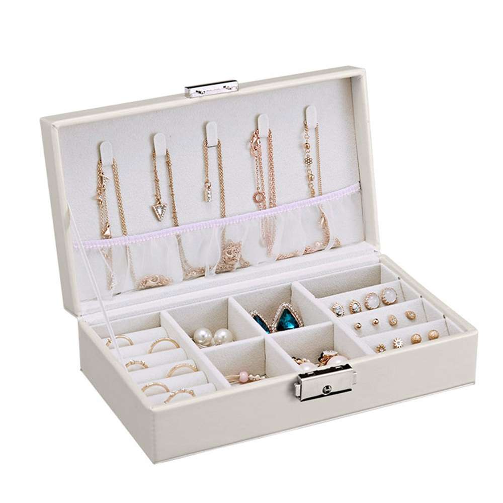 Portable Travel Jewelry Box Organizer Velvet Jewelry Storage (COLOR: WHITE)