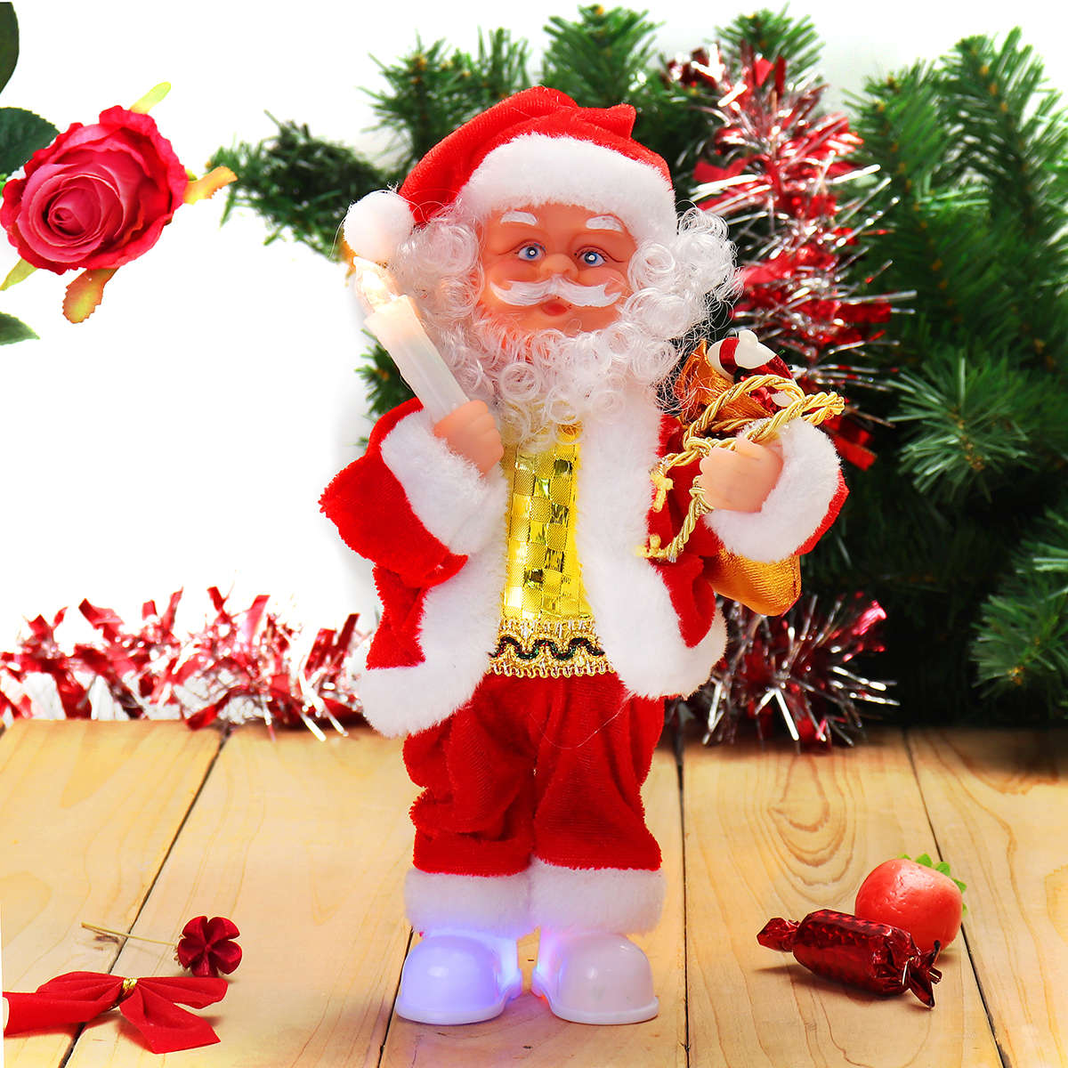 Electric Santa Claus Doll Christmas Singing Lighting Toys Christmas Gift Home Decorations
