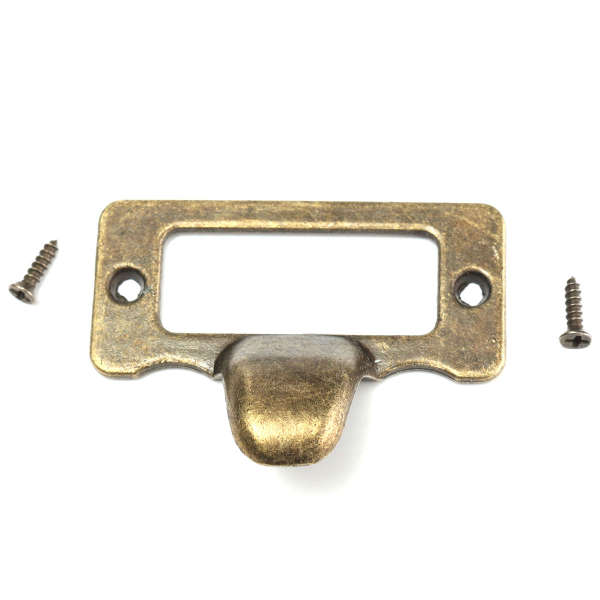 10Pcs 48MM*38MM Brass File  Label Tag Drawer Handle Knob With Screws