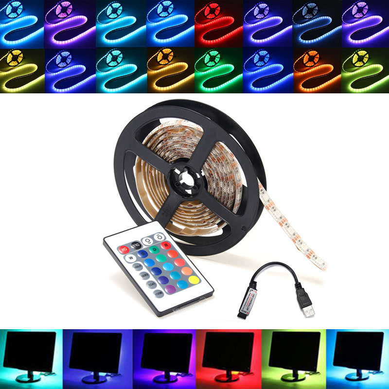 0.5/1/2/3/4/5M RGB SMD5050 LED Strip Tape Light TV Backlilghting Kit + USB Remote Co... (LENGTH: 2M)