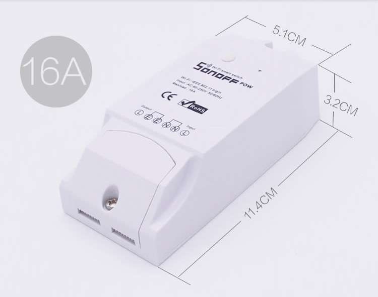 SONOFF POW 16A 3500W DIY WIFI Wireless Long Distance APP Remote Control Switch Socket Power Monitor