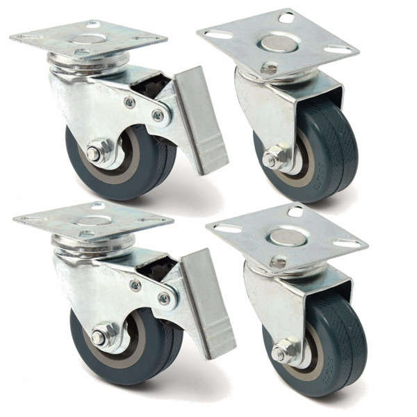 0mm Heavy Duty Rubber Swivel Castor Wheels Trolley Caster Brake