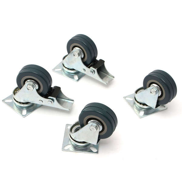 0mm Heavy Duty Rubber Swivel Castor Wheels Trolley Caster Brake