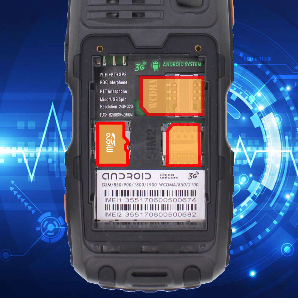 A17 3G Network WIFI 2800mAh IP68 Waterproof Intercom Zello PTT Android GPS B