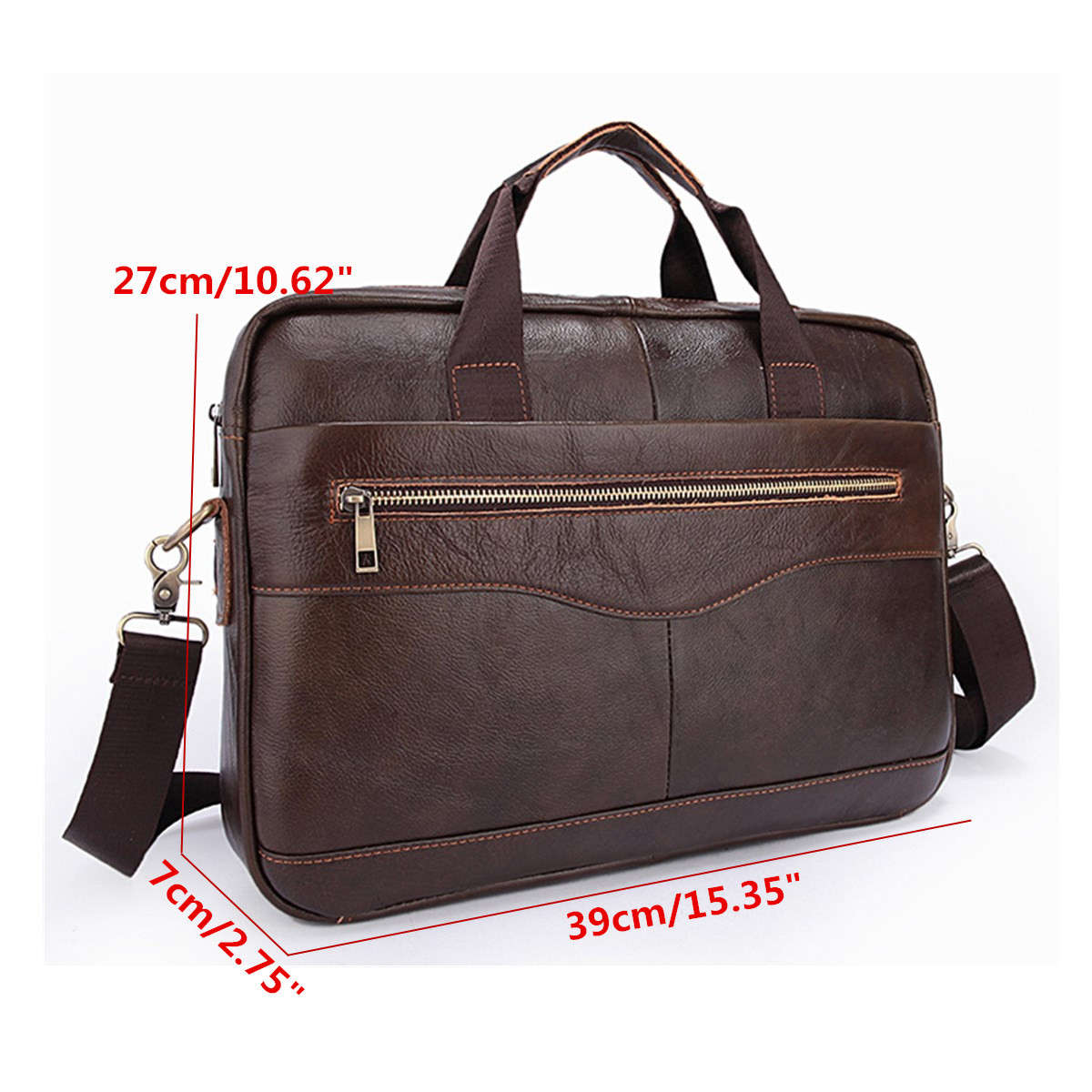 Men Briefcases Handbag Document Business Office Laptop Bag Leather Male Work Bag Brown