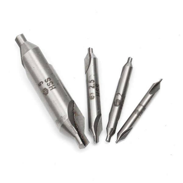 /2/2.5/5mm Centering Drills Set 60 Degree HSS Center Drill Bits Counte
