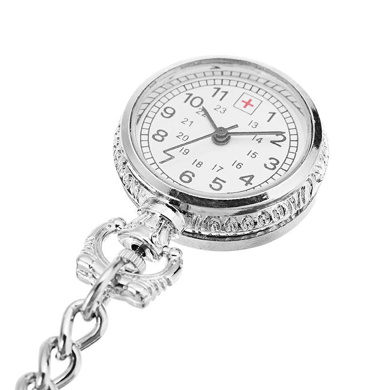 Nurse Silver White Dial Quartz Pocket Watch