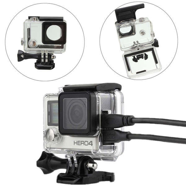 Side Open Skeleton Protective Housing Protective Case Cover Mount For GoPro Hero 4 Camera