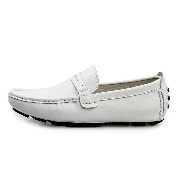 US Size 6.5-12 Men Leather Casual Driving Outdoor Soft Flats Loafe... (COLOR: WHITE | SIZE(US): 7.5)