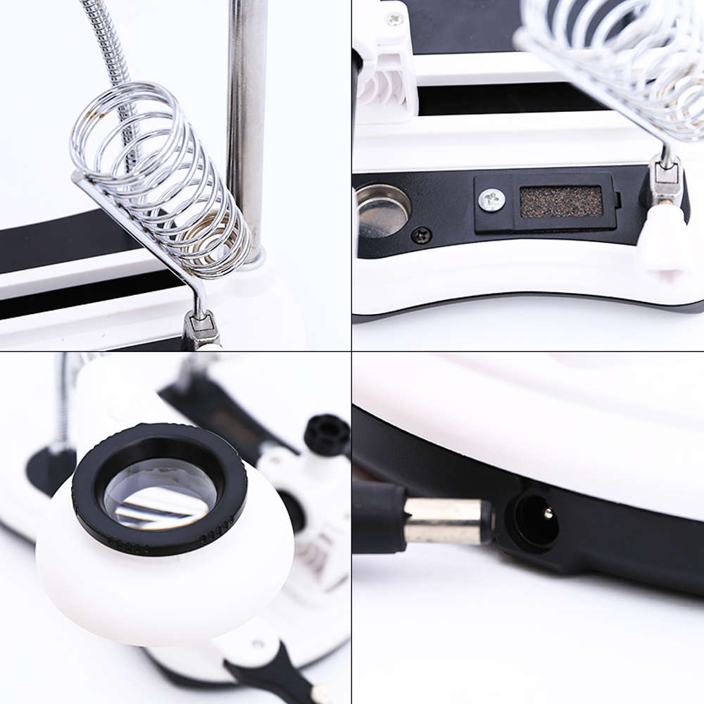 DIY PCB Soldering Desk Magnifier LED Light Magnifiers Soldering Iron Helping Hands Auxiliary Clamp