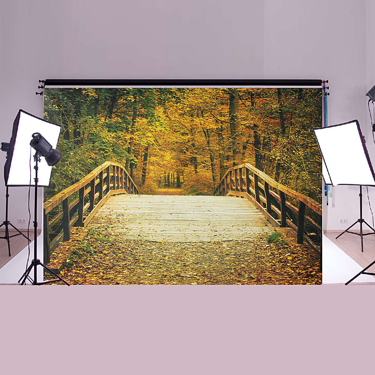 Backdrop 5x7FT Autumn Fall Bridge Photography Vinyl Background Studio Photo Backdrops