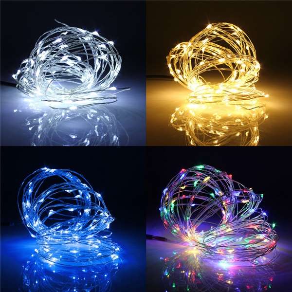 10M 100 LED Battery Operated Silver Wire String Fairy Light Christmas + Remo