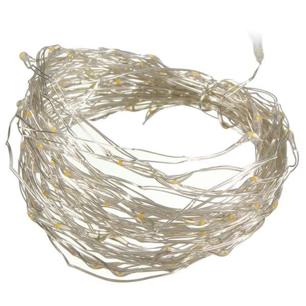 10M 100 LED Battery Operated Silver Wire String Fairy Light Christmas + Remo
