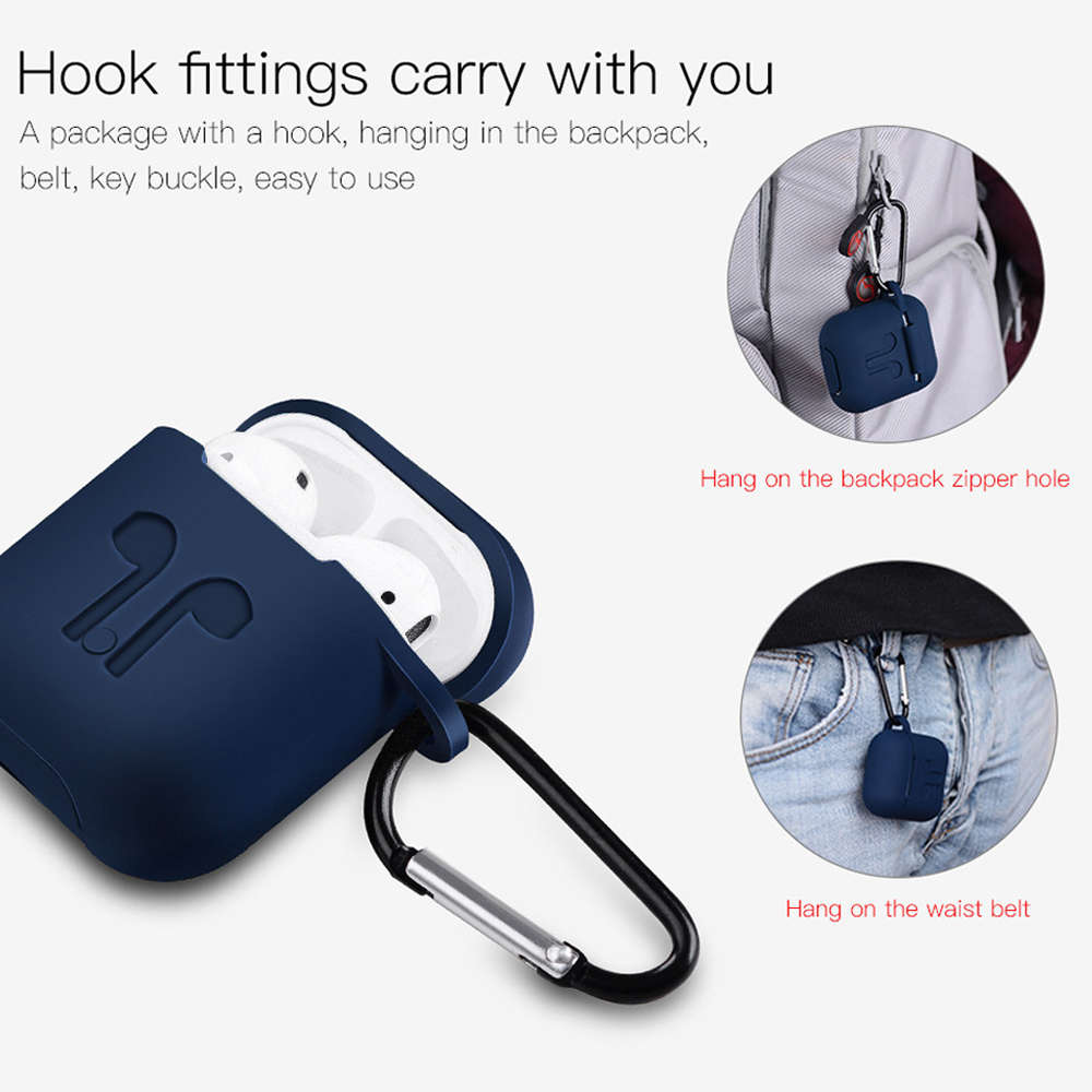 5 Accessories Silicone Case Anti Lost Strap Eartips Carabiner Buckle for Apple AirPods Earphone -