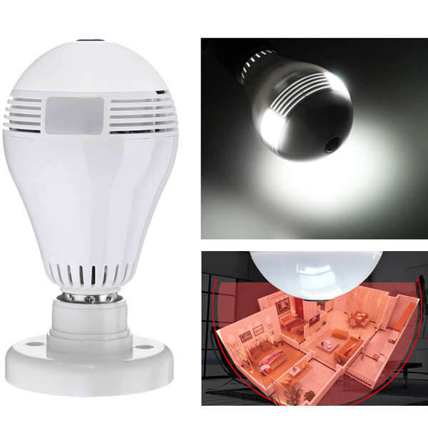 New 360 Degree FishEye Panoramic Full HD 1080P WiFi IR Camera Light Bulb Remote Monitoring