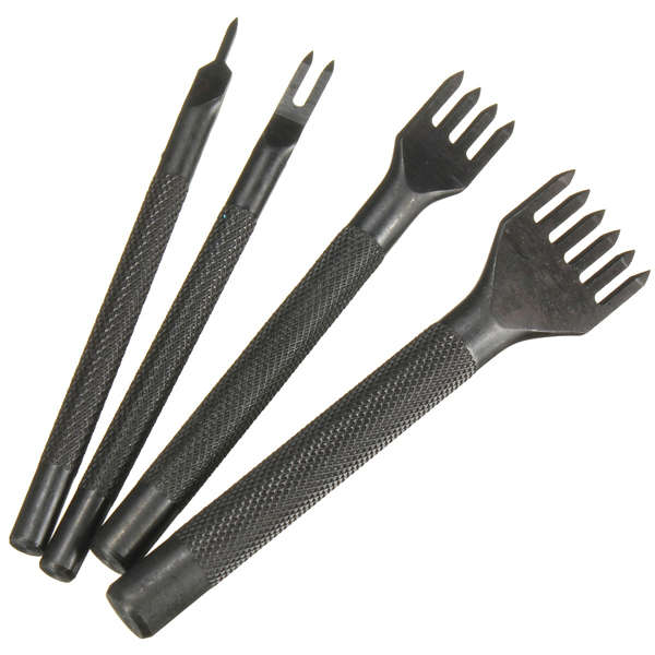 Leather Craft Lacing Tools Punch Prong Angled Line Pre-Stitching Diamond Chisel (TOOTH: 4T)