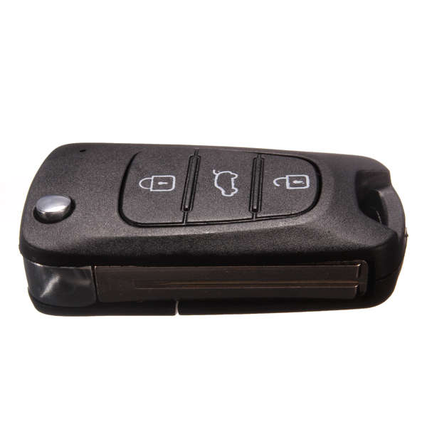 Three Button Flip Key Case Shell for Hyundai i20 i30 Black with