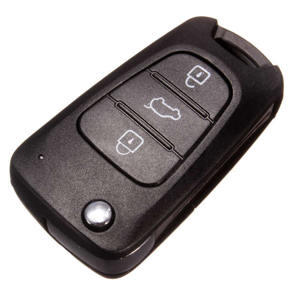 Three Button Flip Key Case Shell for Hyundai i20 i30 Black with