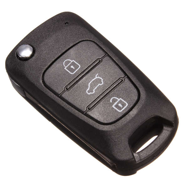 Three Button Flip Key Case Shell for Hyundai i20 i30 Black with