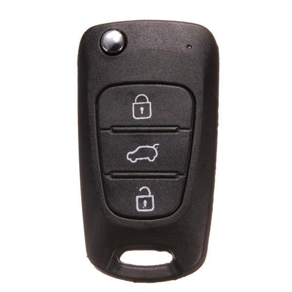 Three Button Flip Key Case Shell for Hyundai i20 i30 Black with