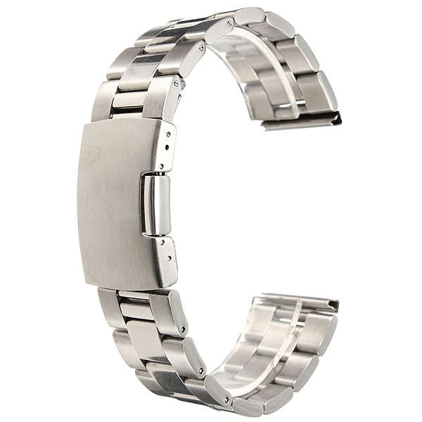 18/20/22/24mm Silver Stainless Steel Watch Band (SIZE: 22MM)