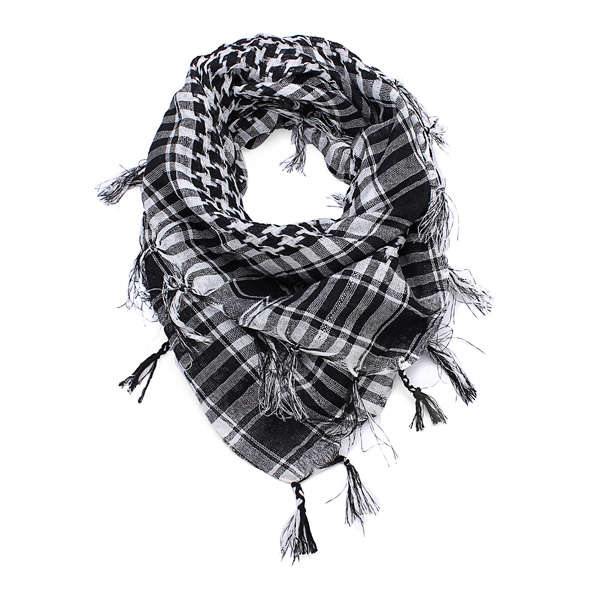 Mens Arab Shemagh Keffiyeh Tactical  Palestine Scarf Shawl Wraps (COLOR: WHITE)