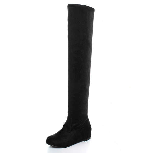 Women Flat Bottom Boots Shoes Over The Knee High Suede Long Boots