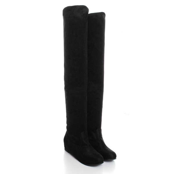 Women Flat Bottom Boots Shoes Over The Knee High Suede Long Boots
