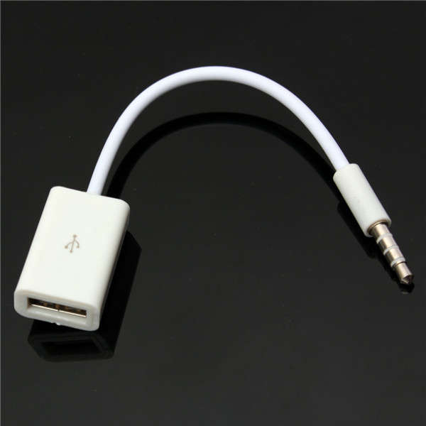 Car MP3 AUX 3.5mm Male Audio Plug to Female USB 2.0 Converter Cable
